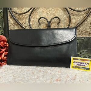 COACH Vintage Legacy Black Leather Trifold  Wallet EUC